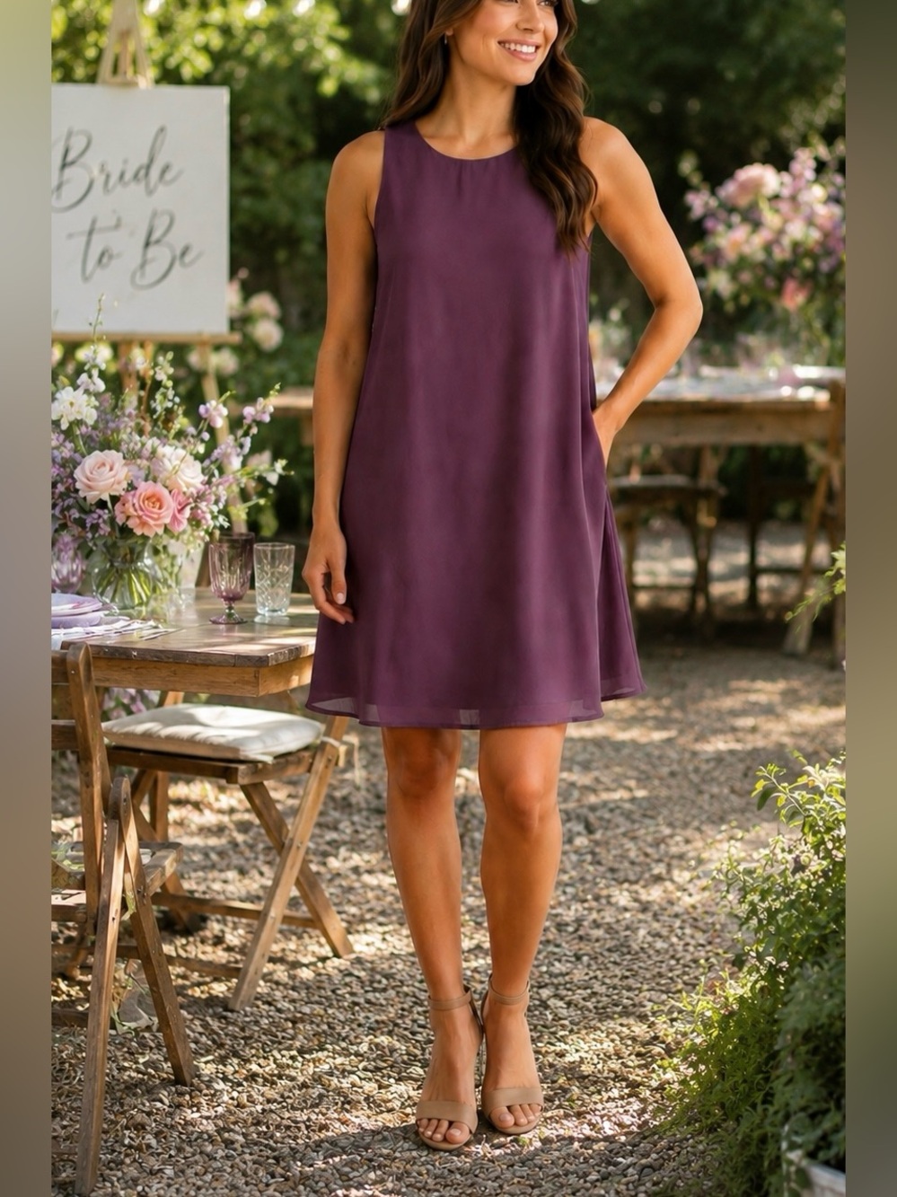 Pink Republic Pioneer Purple Sleeveless Shift Dress - Picture 1 of 10